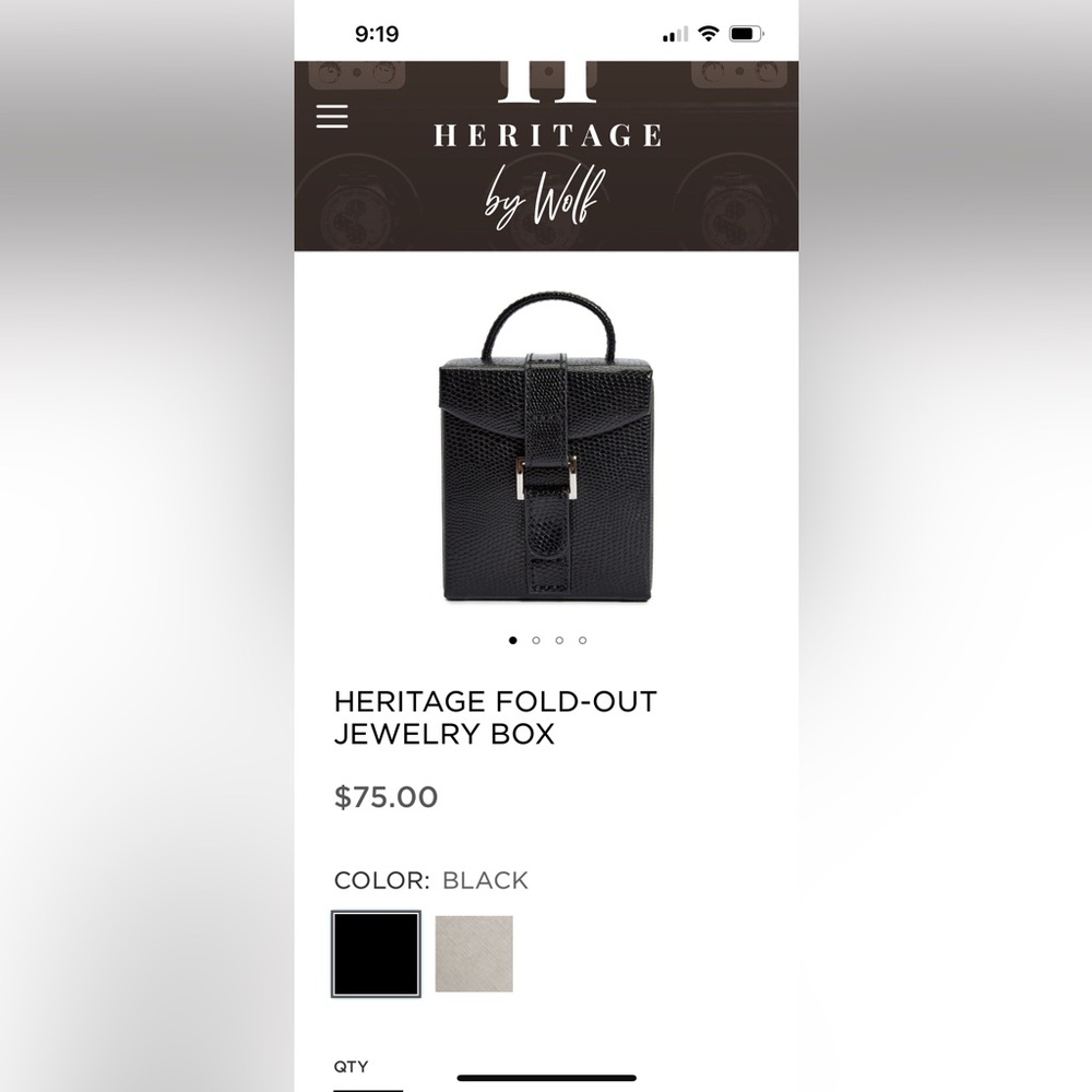 NWT WOLF Heritage Fold-out Black Jewelry Box